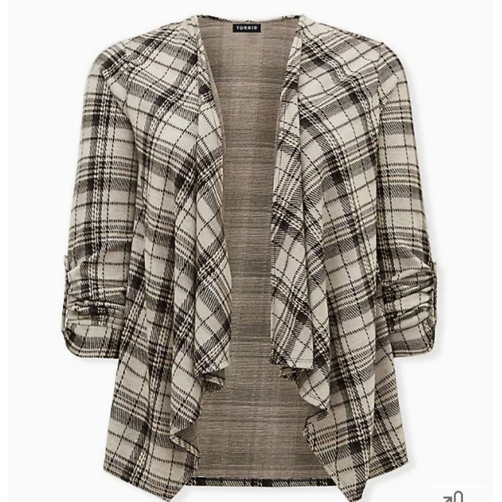 PLAID DRAPE JACKET